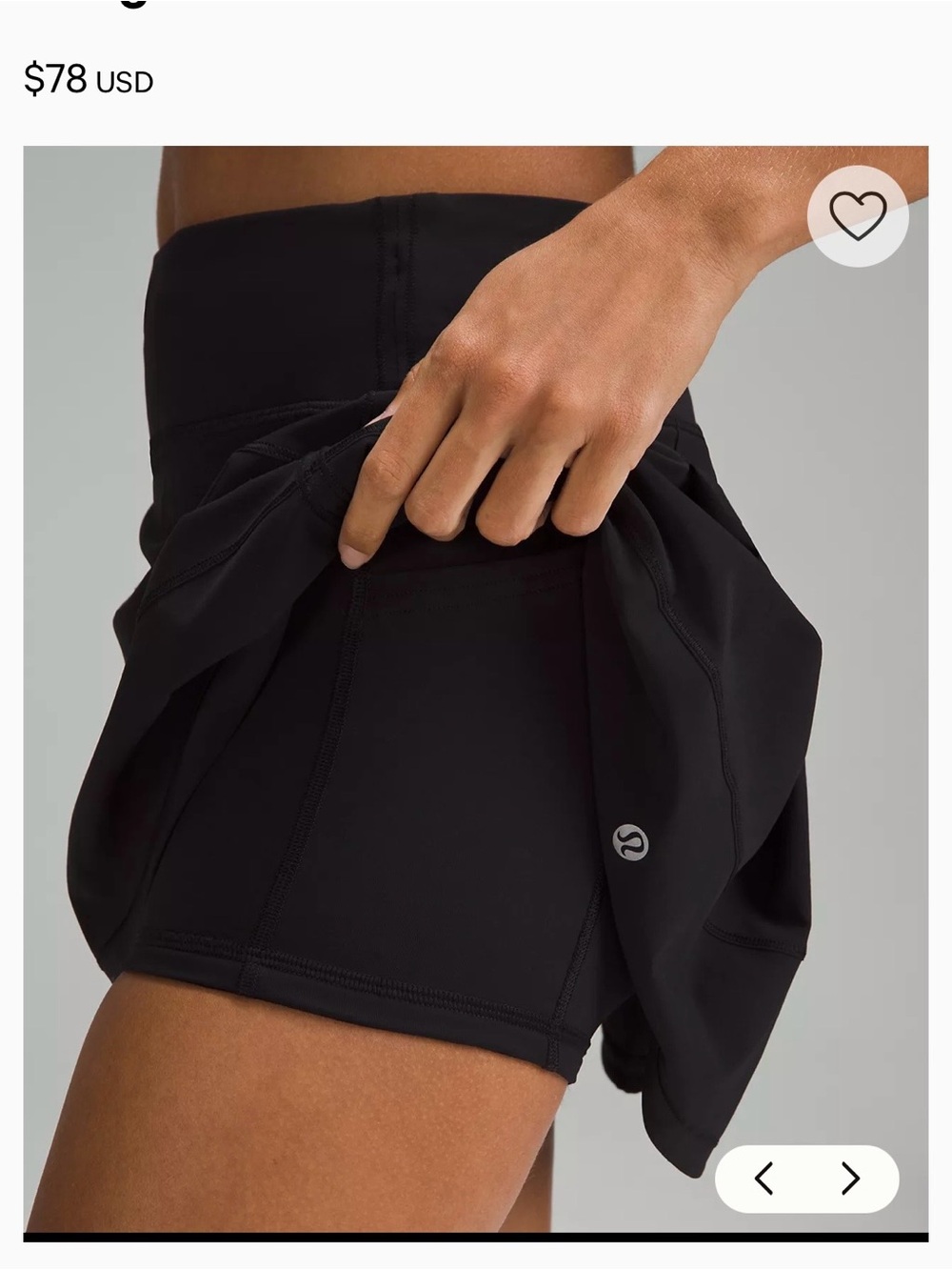 lululemon athletica Black Athletic Skort with Built-In Shorts
